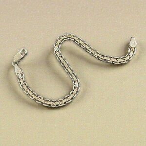 Vintage Sterling Silver 925 Bismark Link Chain Bracelet 7" Italy